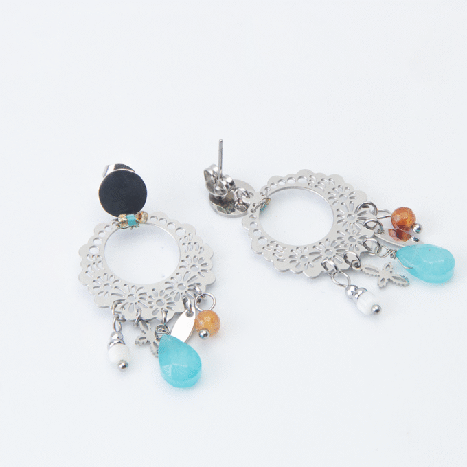 Charming Floral Aqua Blue Jhumka Earring