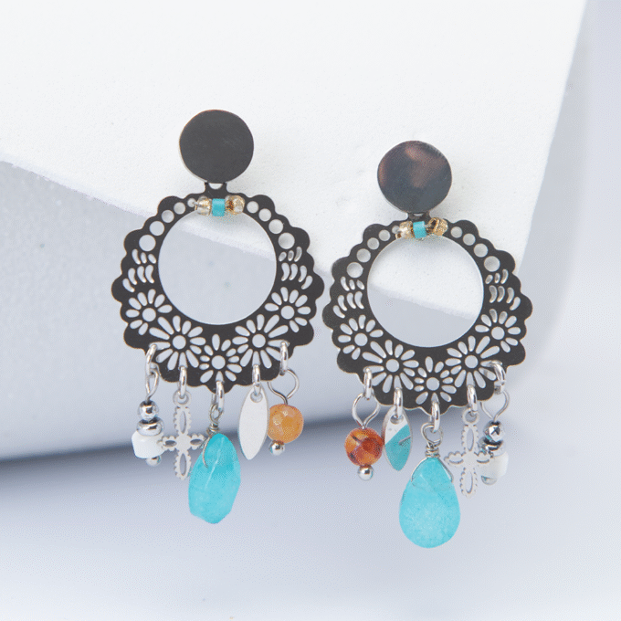 Charming Floral Aqua Blue Jhumka Earring