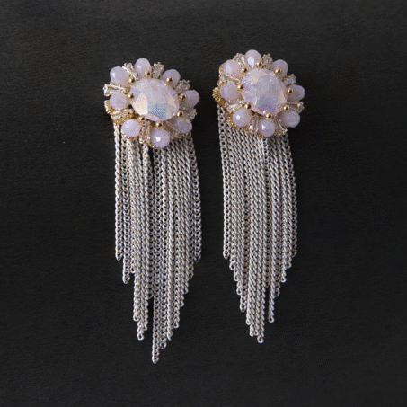 Tear Drop Shaped Crystal Long Chain Dangler Earrings