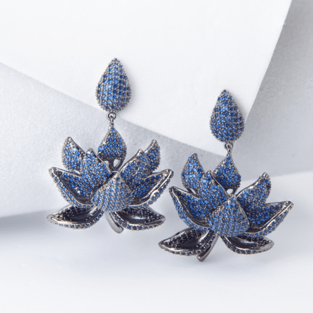 Bilincolor Fashion Blue Lotus Flower Earring
