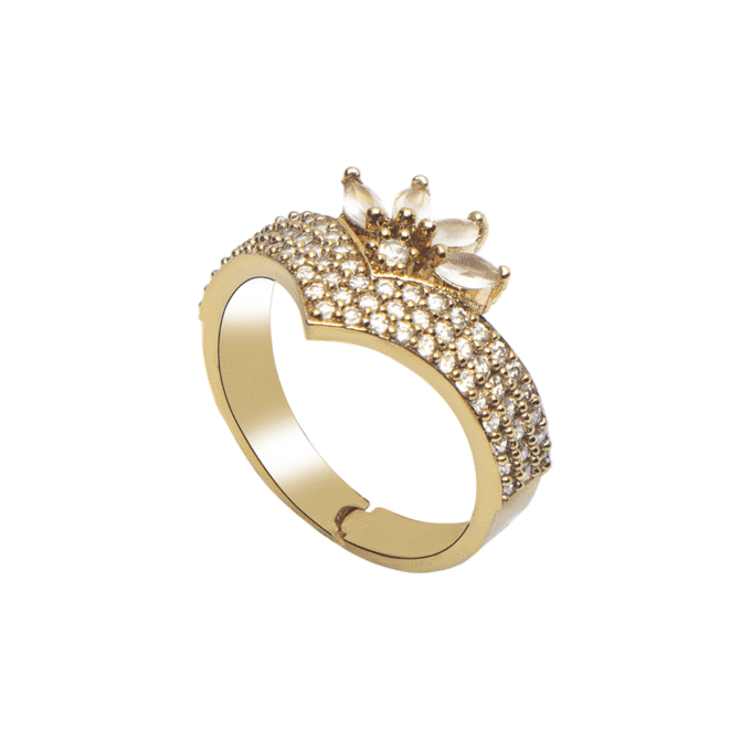 Peach Crown Zircon American Diamond Ring