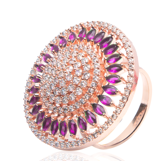 Pink Saira Adjustable American Diamond Ring