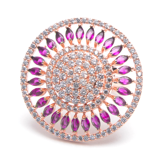 Pink Saira Adjustable American Diamond Ring