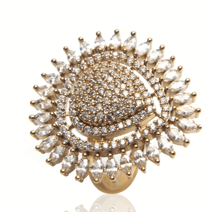 CZ Teardrop Cluster Ring in Gold Overlay Sterling Silver for Women