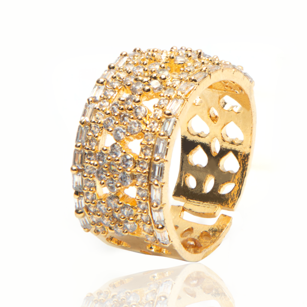 American Diamond Fancy Elegance Gold Plated Ring