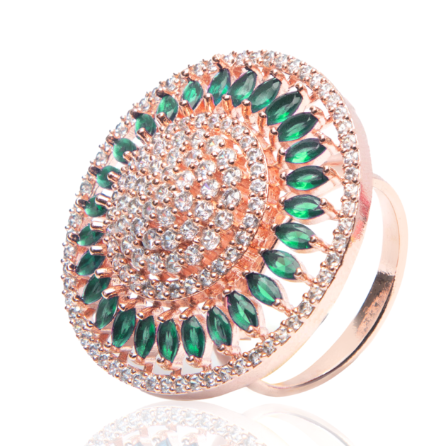 Green Saira Adjustable American Diamond Ring for Women