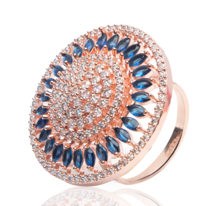 Blue Saira Adjustable American Diamond Ring for Women