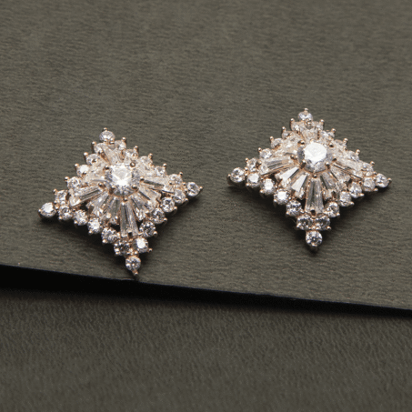 square-flower-silver-plated-zircon-earrings