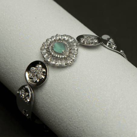 American Diamond Pastel Green CZ Designer Bracelet