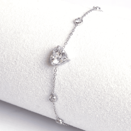 AD Rhodium Plated Heart Shaped Bracelet