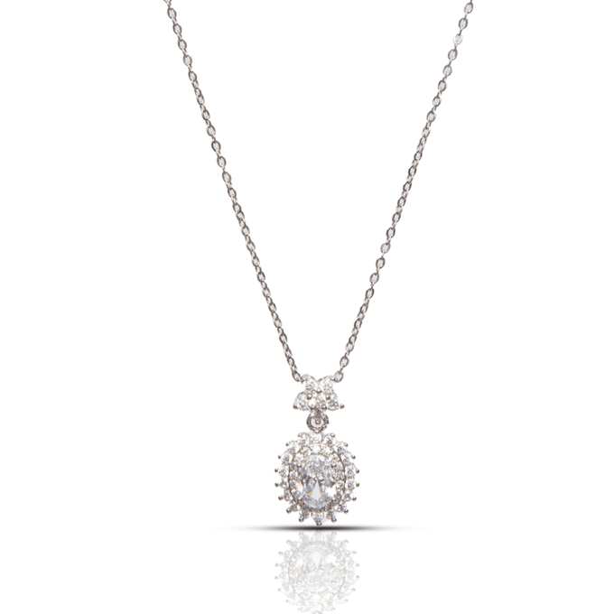 Silver Zircon Jewelry with AD Pendant Necklace