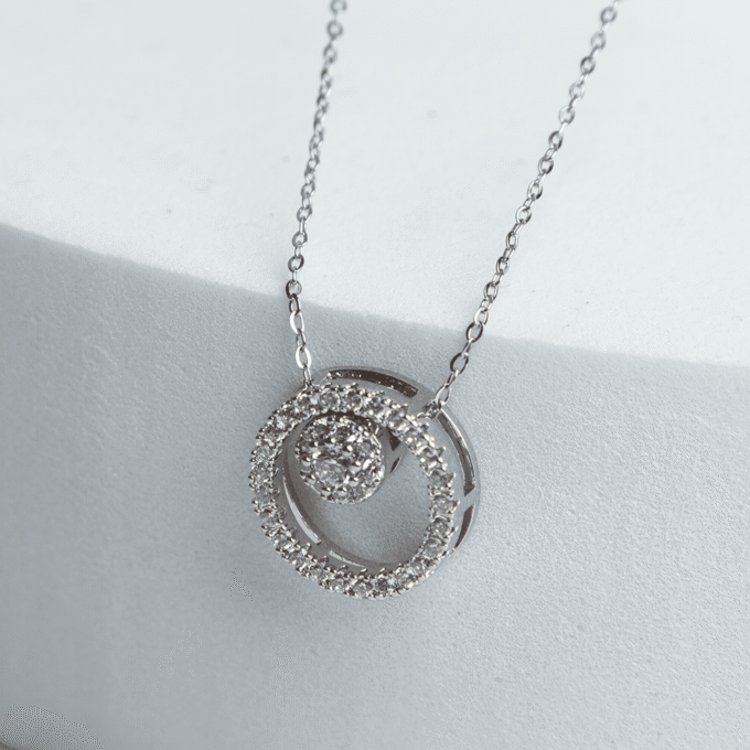 Circle Simulated American Diamond Necklace