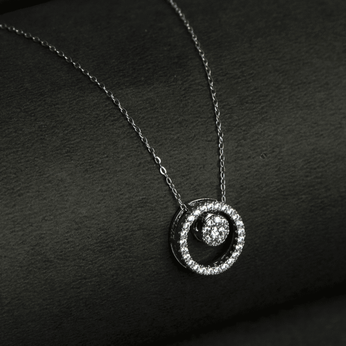 Circle Simulated American Diamond Necklace