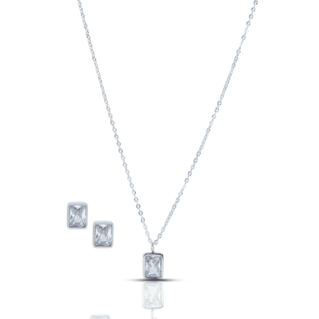 Square White AD Charm Mariner Necklace Earrings SET