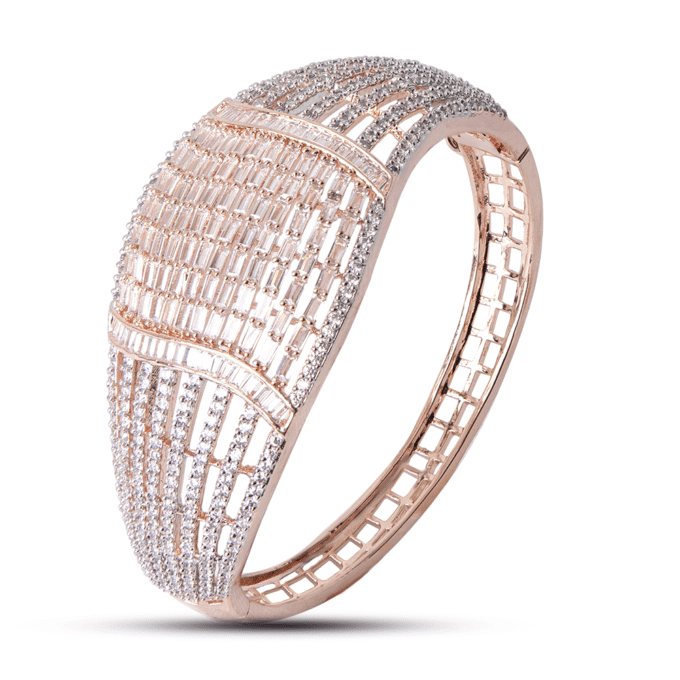 Cubic Zirconia Broad With Rose Gold Plating Bracelet