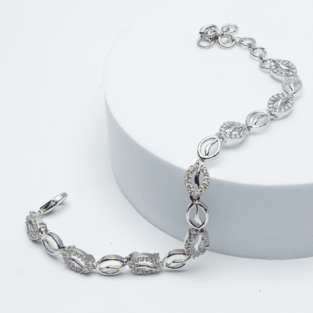 American Diamond Silver Plated CZ Chain Bracelet
