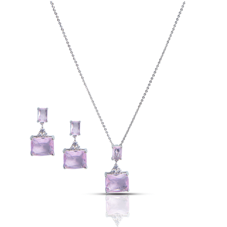 Pink Cubic Zirconia Necklace and Earring Set