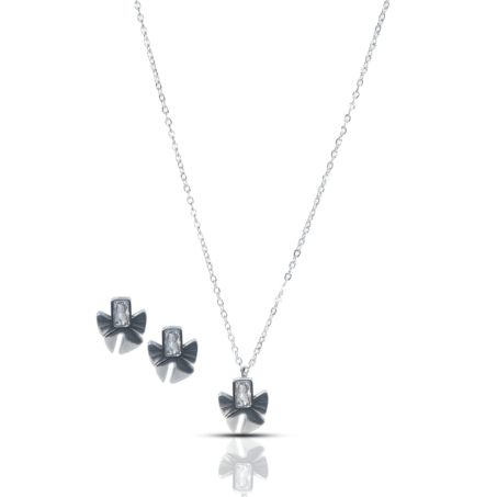 Sterling Silver Rhodium Necklace and Earrings Jewel Set