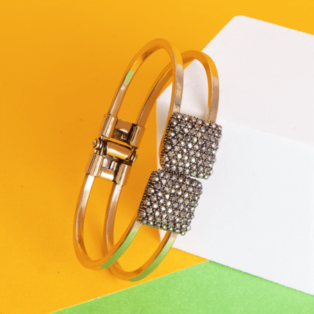 Stainless Steel Oval Shape Cubic Zircon Bangle Bracelet