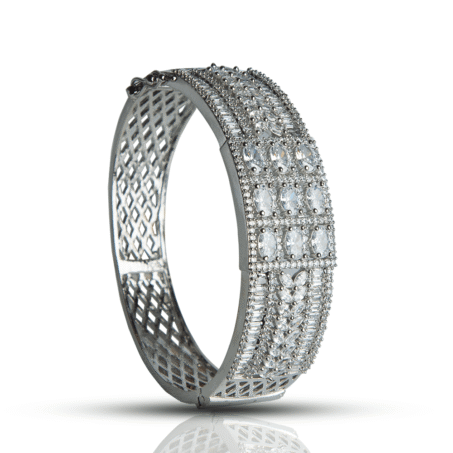 Silver-Plated AD Handcrafted Bangle-Style Bracelet