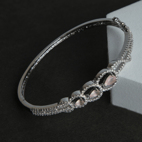 Pink American Diamond Silver-Plated Bracelet