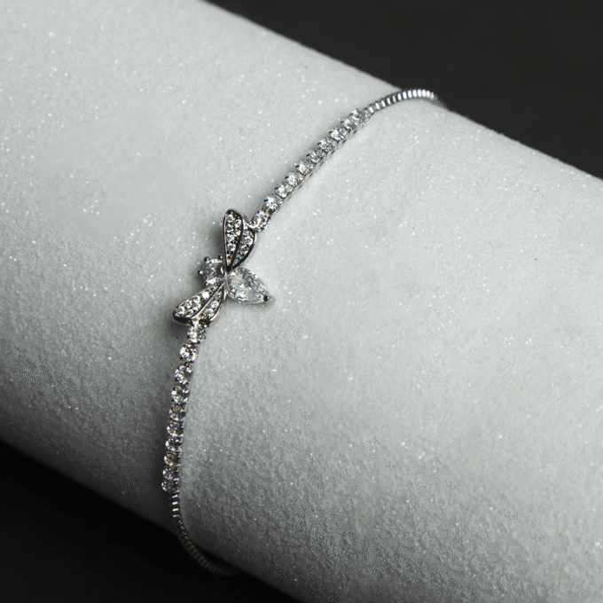 Dragonfly Rhinestone Silver Plated Bracelet