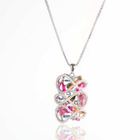 Colorful CZ Stone Luck Pendant Chain Necklace