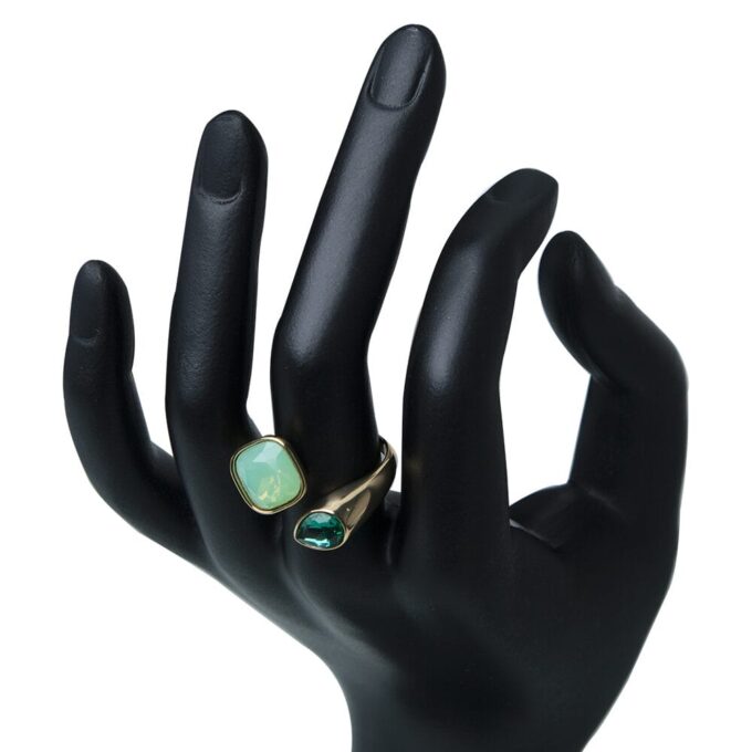 18K Double Color CZ Stone Open Finger Ring