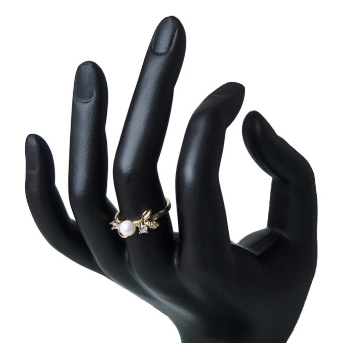 Enhanced Garden Gold Plated Pearl Finger Ring