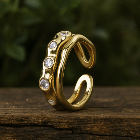 Gold Plated American Diamond Finger Ring