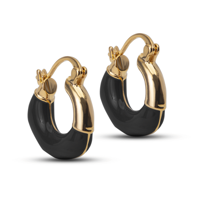 Edblad Fave Hoops Black Gold Colored Earrings