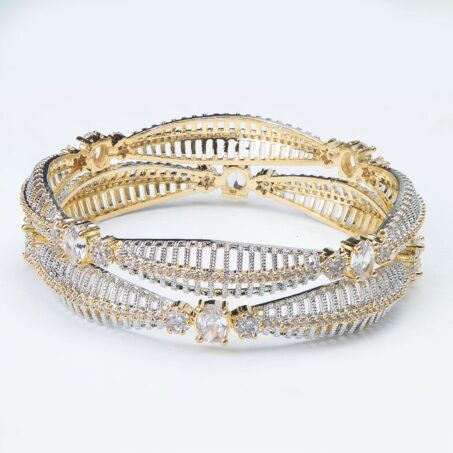 Exquisite Gold Plated Cubic Zirconia Bangles Set