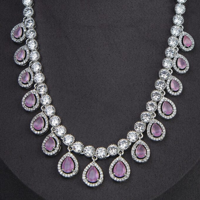 Pink Majestic Rich Necklace Set with Earrings