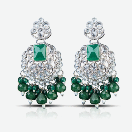 Rhodium plated Contemporary Cubic Zirconia Drop Earrings