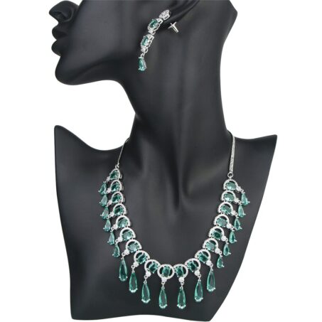 Attractive AD Diamond Rhodium Plated Necklace & Earring Set