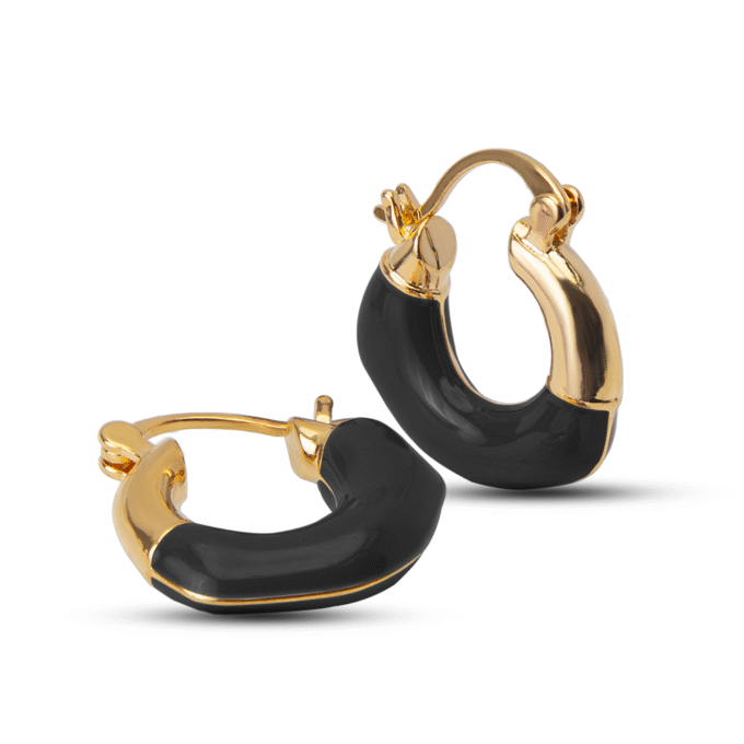 Edblad Fave Hoops Black Gold Colored Earrings