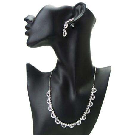 Elegant Blossom American Diamond Earring Necklace Set