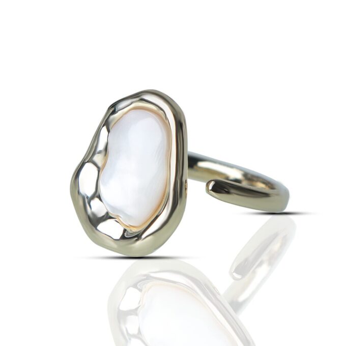 Gold Plated Irregular Pearl Finger Ring
