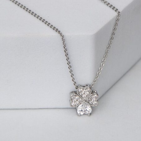 CZ Clover Leaf Pendant Necklace